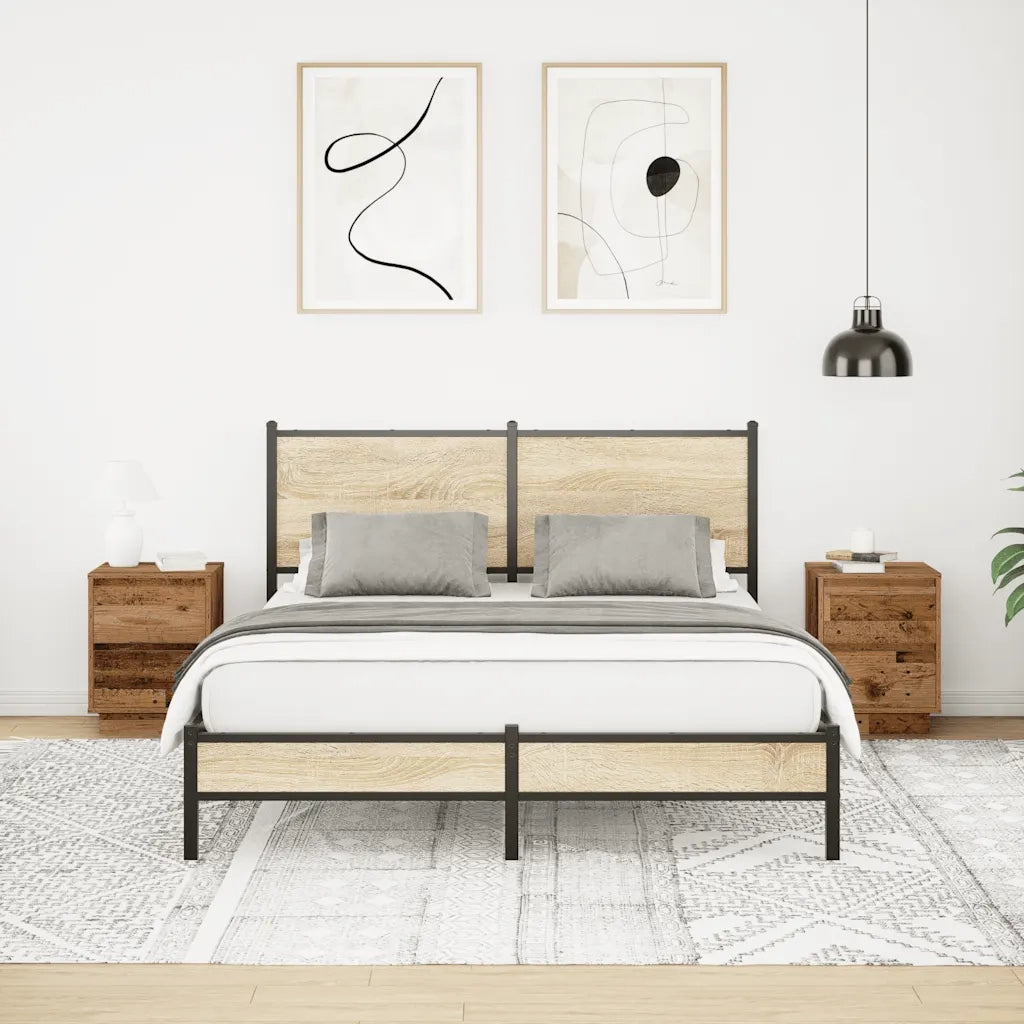 Comodini con Luci a LED 2 pz Legno Antico 38x34x50 cm 861298