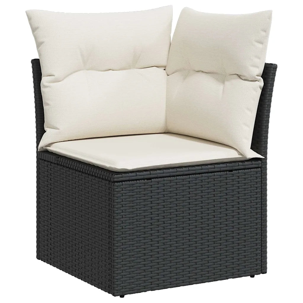 Set Divano da Giardino 6 pz con Cuscini Nero in Polyrattan 3325582