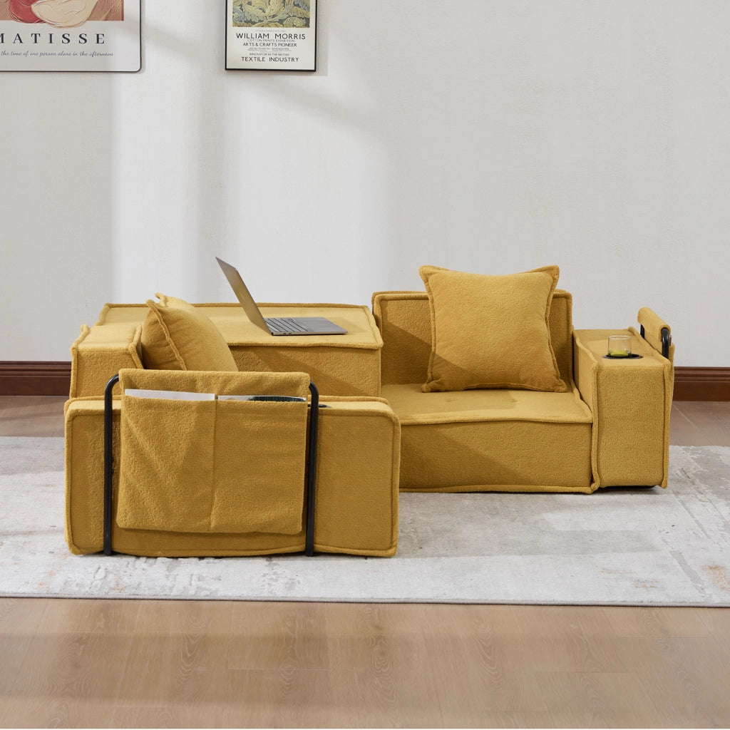Divano Letto 2 Posti con Poggiapiedi e Cuscini ¨C MINIMAL ¨C Tessuto
