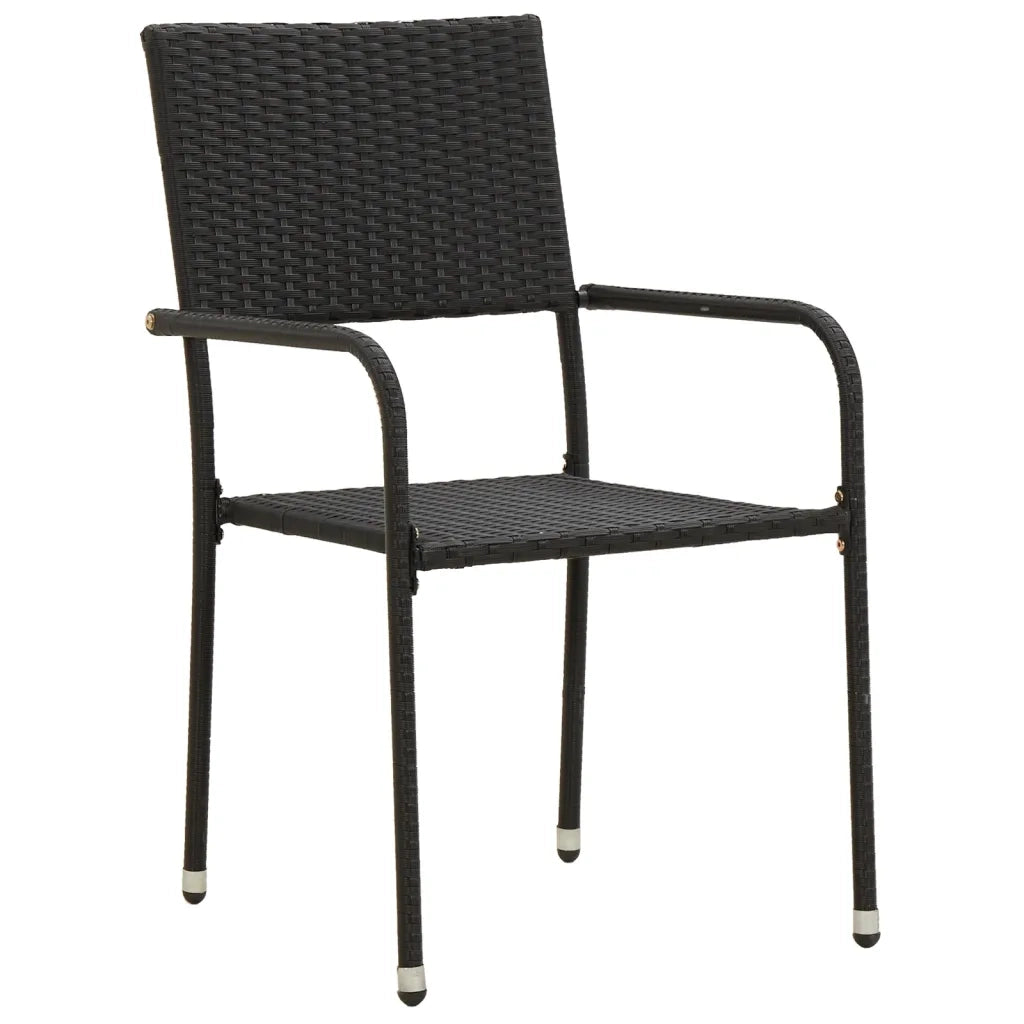 Set da Pranzo per Giardino 5 pz in Polyrattan Nero 3120087