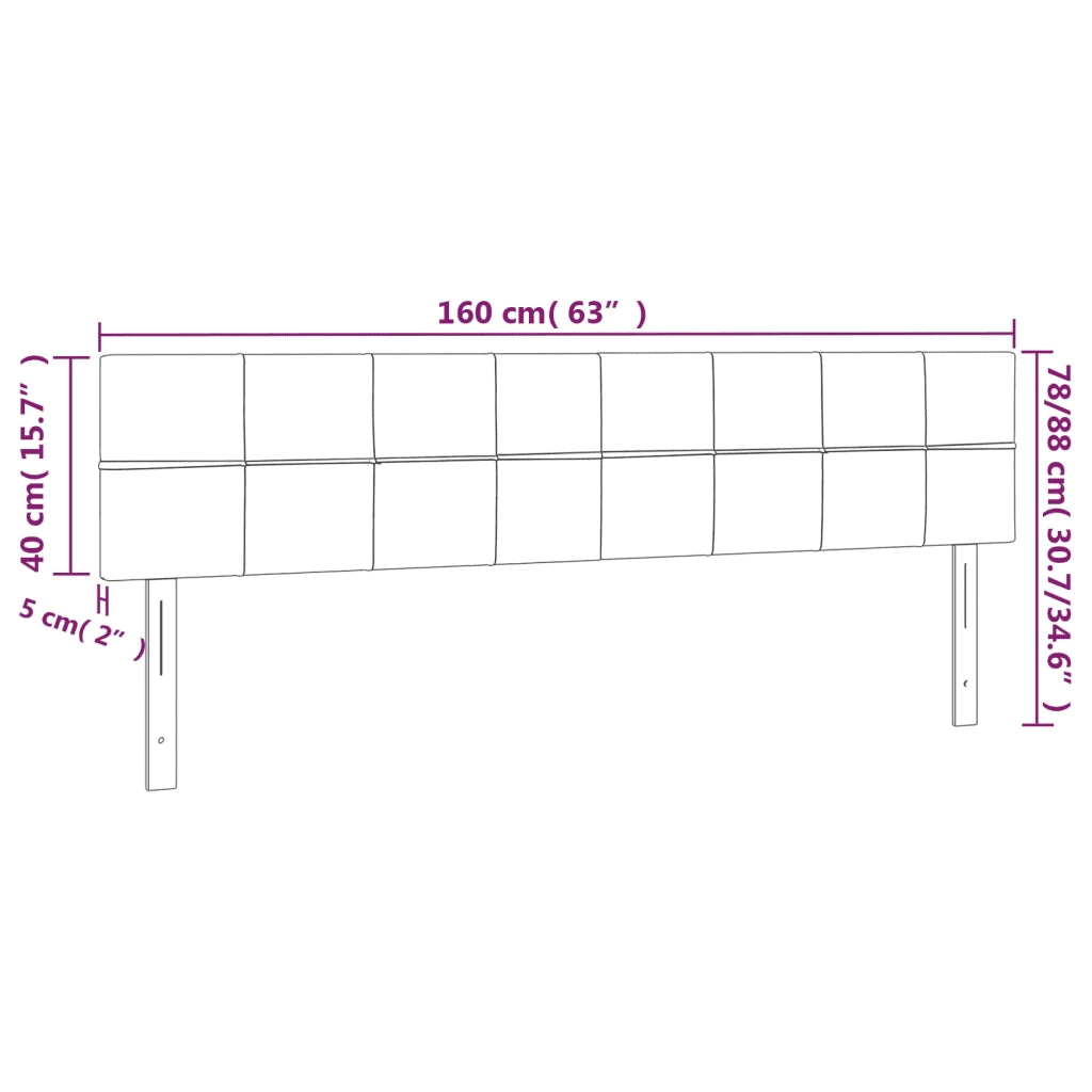 Testiera a LED-Testata con LED Nera 160x5x78/88 cm in Velluto 168145