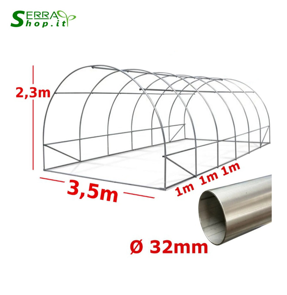 Serra Tunnel NetPlus 3,5x9m con rete antigrandine