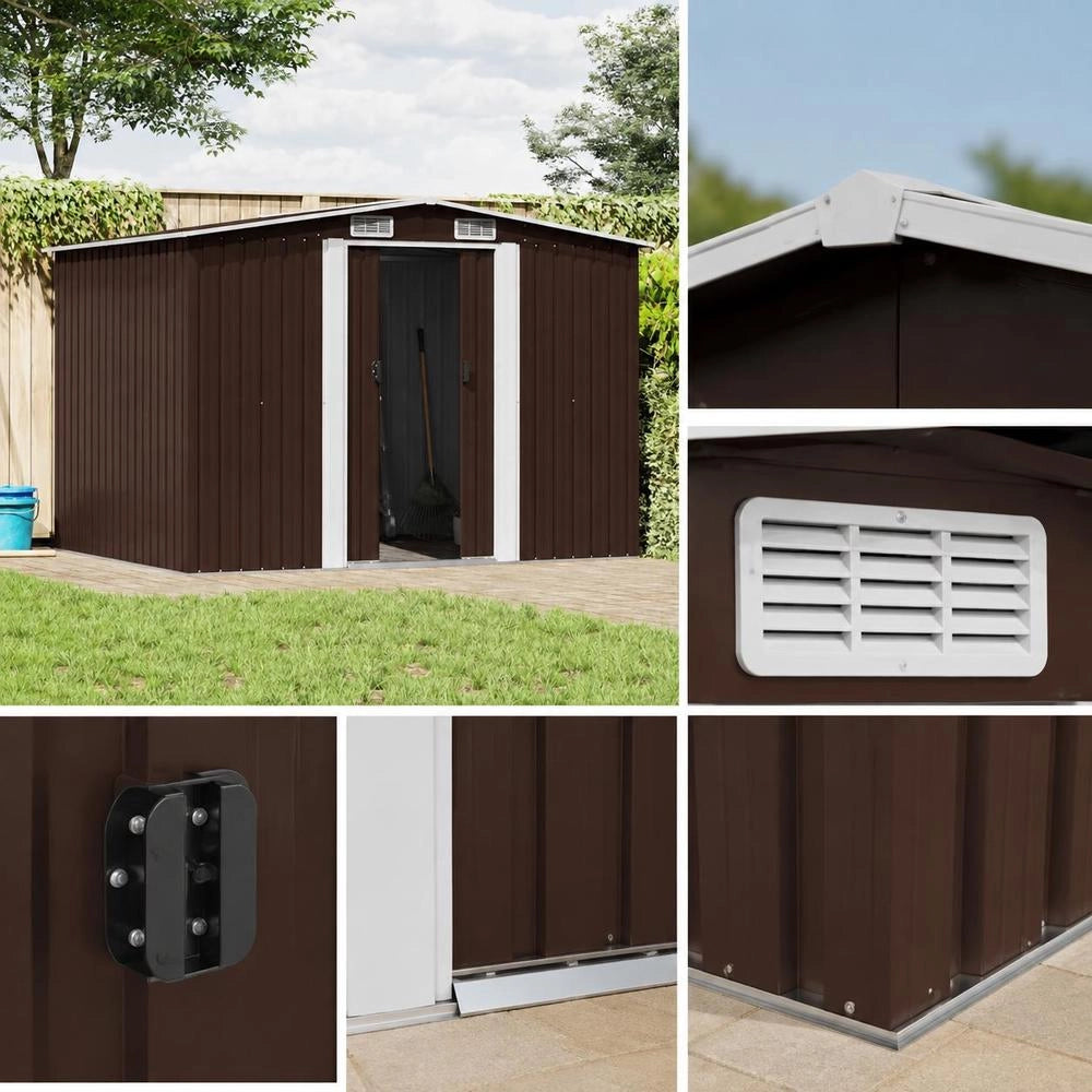 Garden Shed, Brown, 257x205x178 Cm, Steel