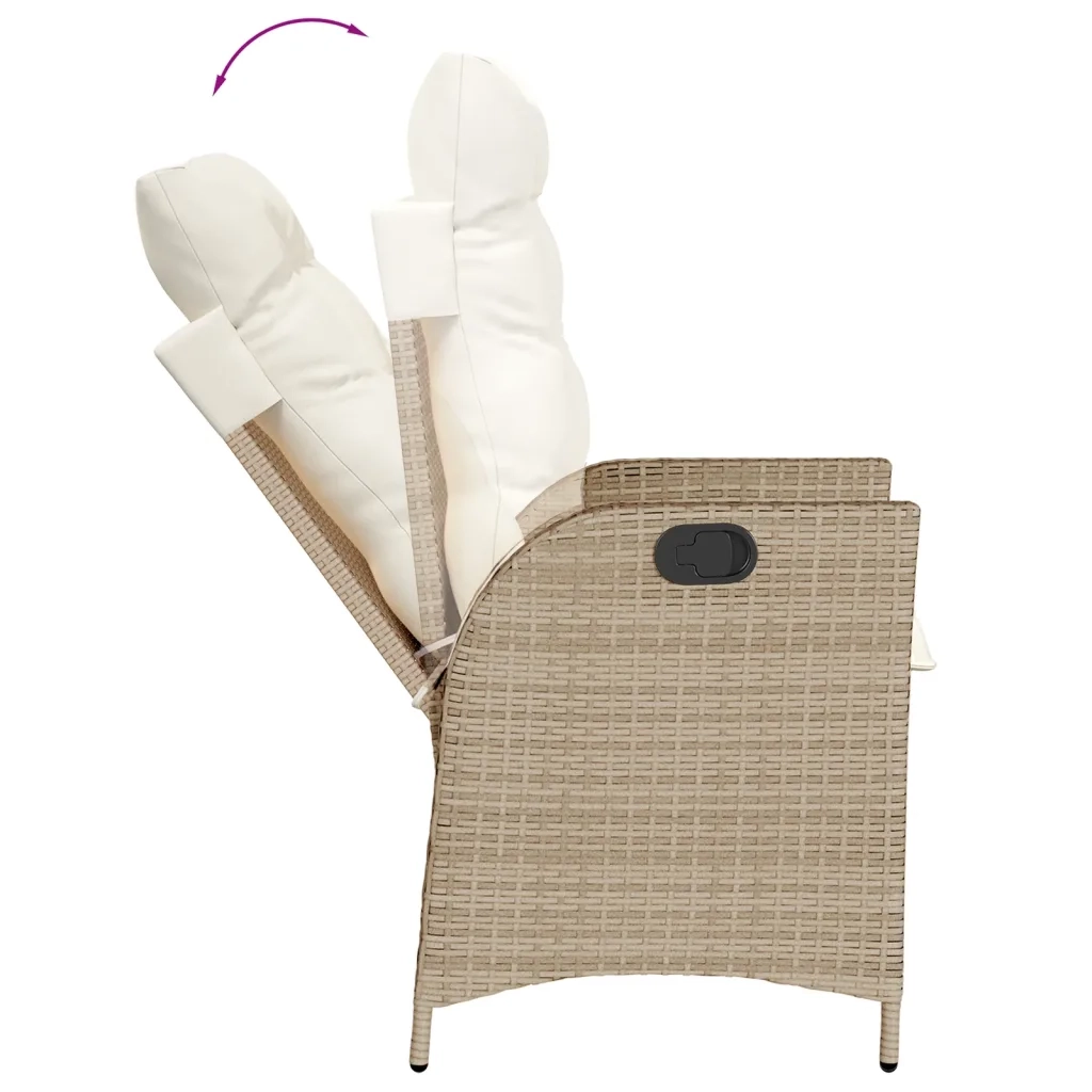 Set da Pranzo da Giardino 9 pz con Cuscini Beige in Polyrattan 3213125