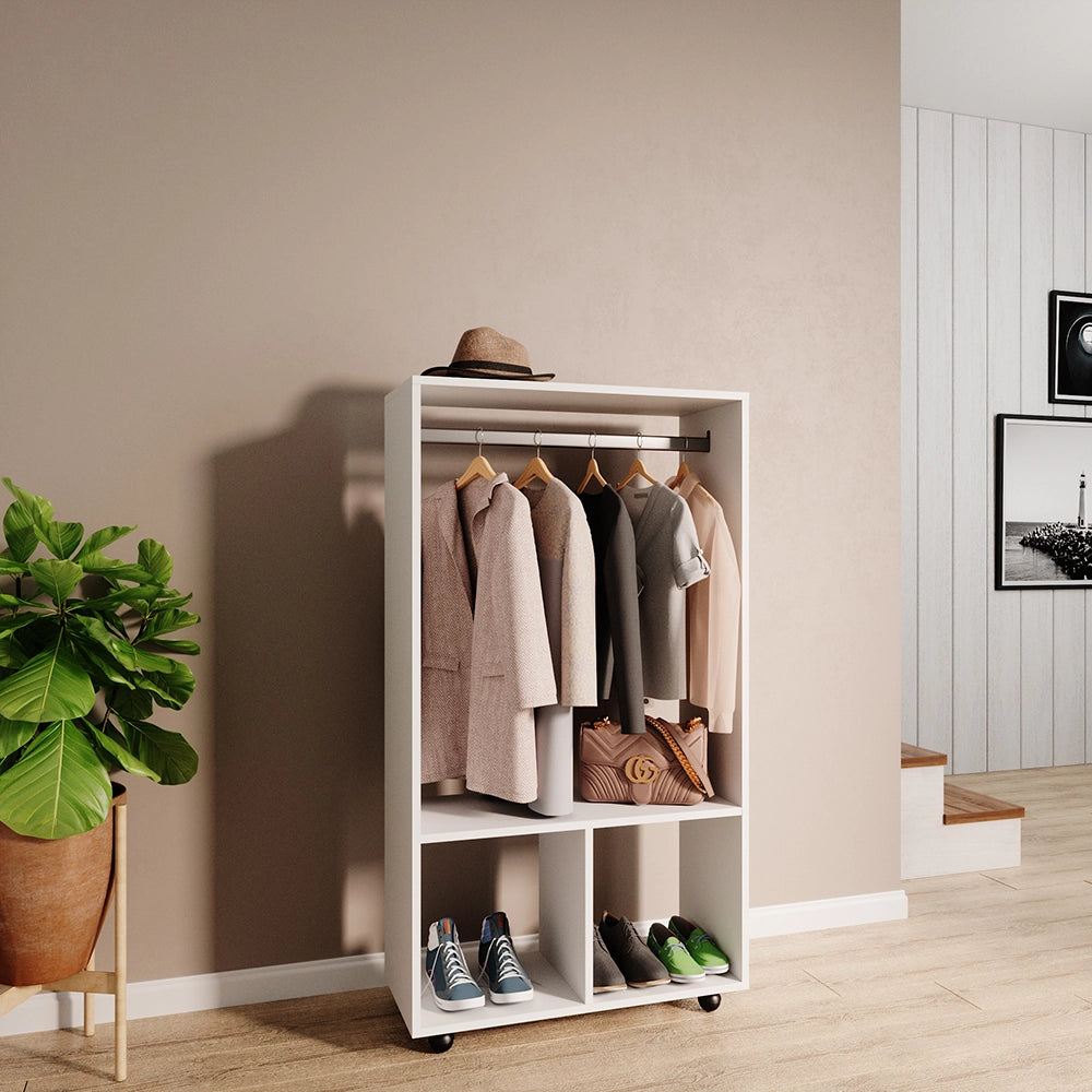 Vicco Armadio multifunzione Bianco 70 x 128 cm