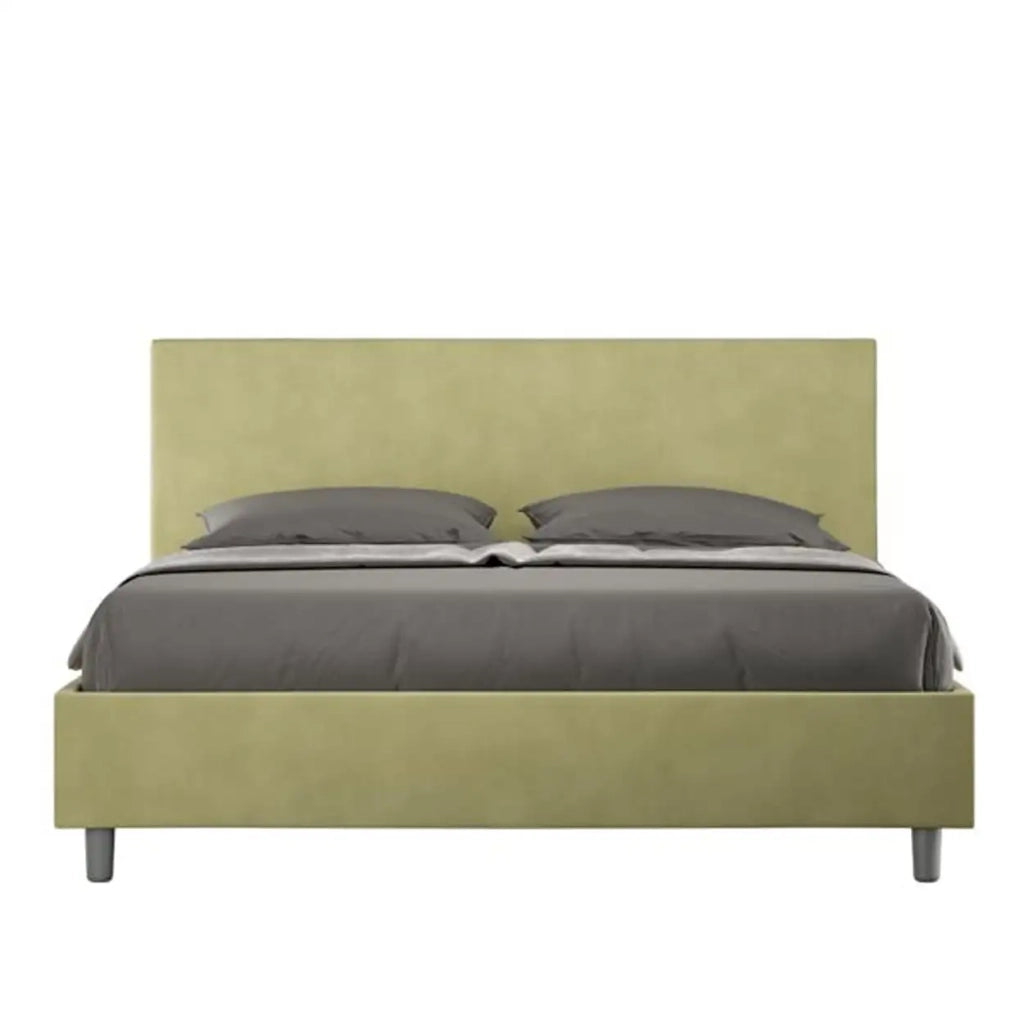 Letto matrimoniale senza rete imbottito 160x210 microfibra tè verde Adele