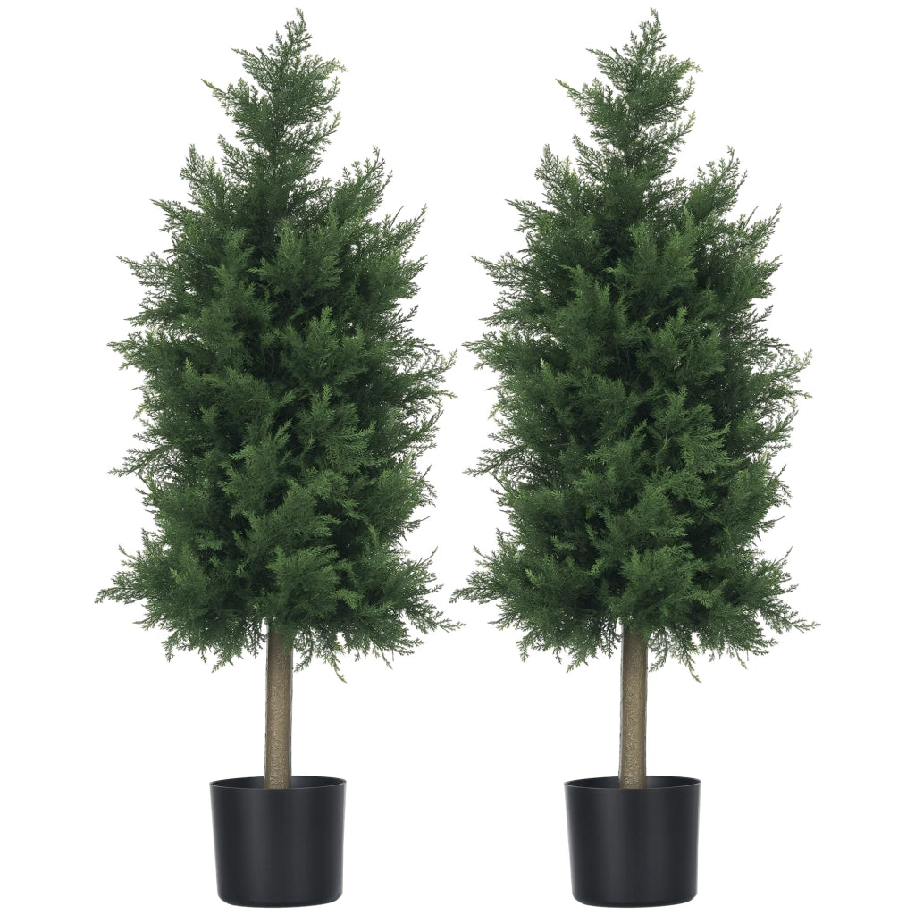 2 Piante Artificiali Cedro con Vaso ¨C Minimal ¨C Grigio 38x12.5x90 cm