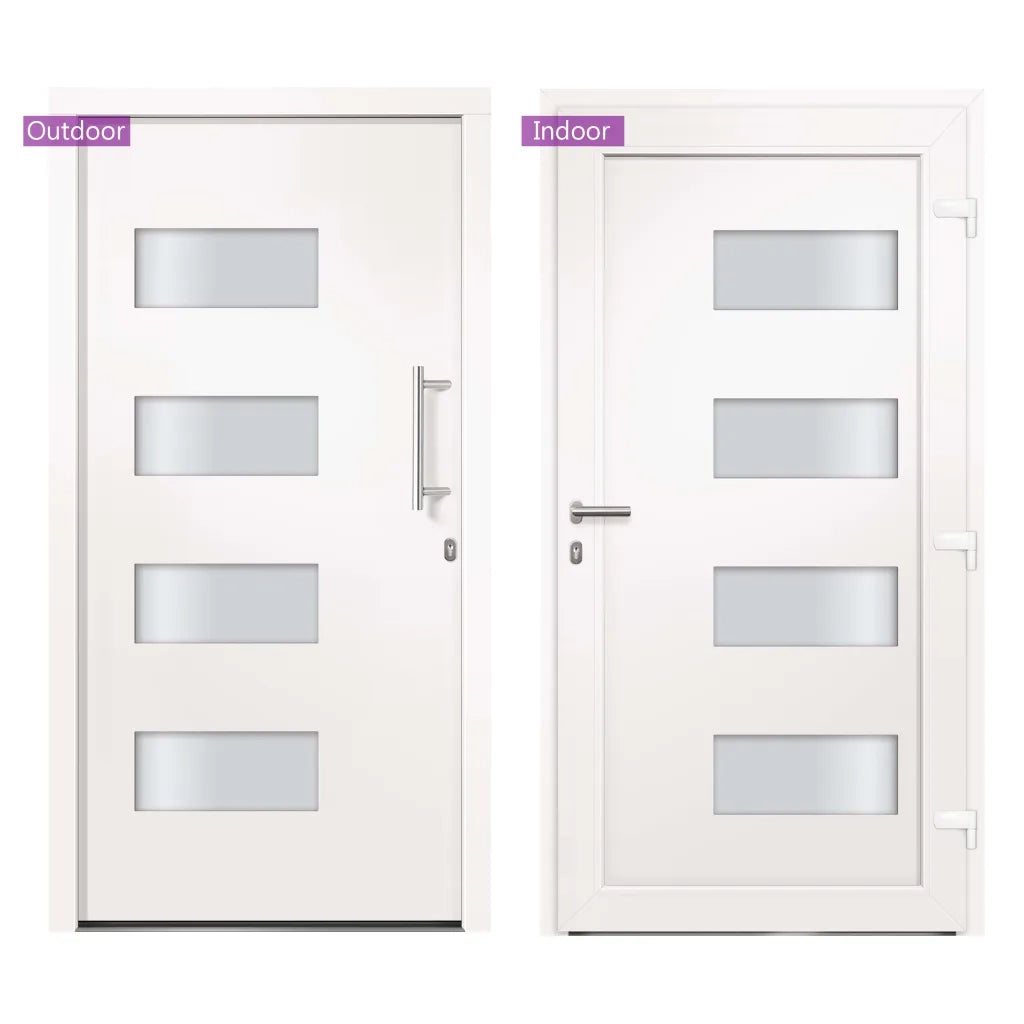 Porta d'Ingresso in Alluminio e PVC Bianco 100x200 cm