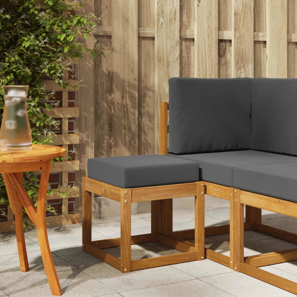 Panca Sgabello Legno di Acacia Massello Naturale e Antracite 900660