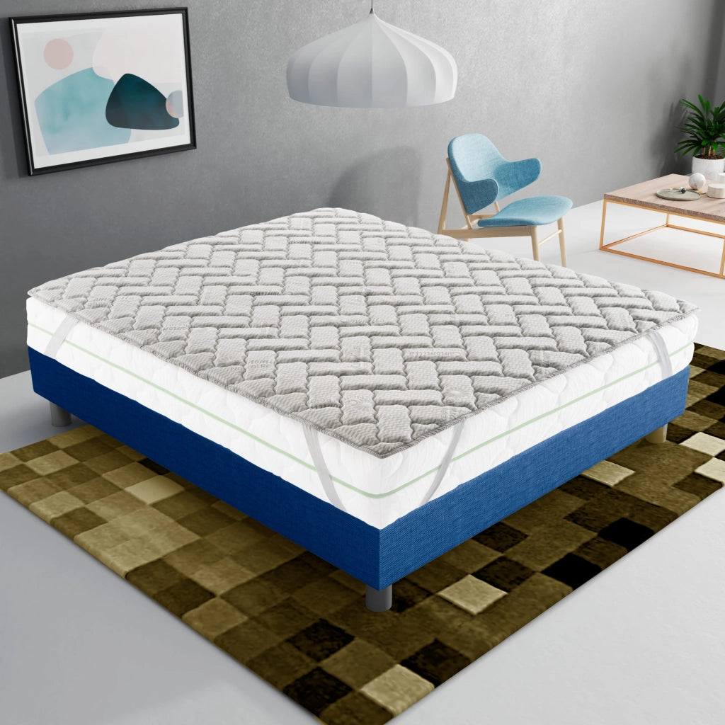 Topper Piazza e Mezza 140x200 in memory foam 3 cm con rivestimento Trapuntato con Elastico