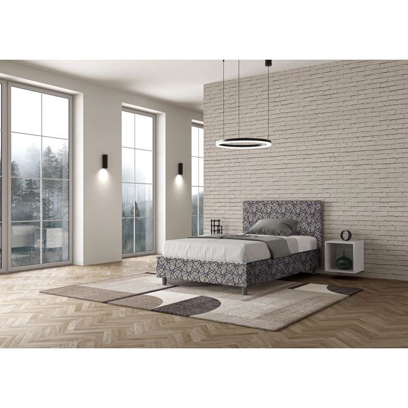 Letto imbottito 1 piazza e mezza 120x210 cm tessuto Era Adele - Senza rete,Blu