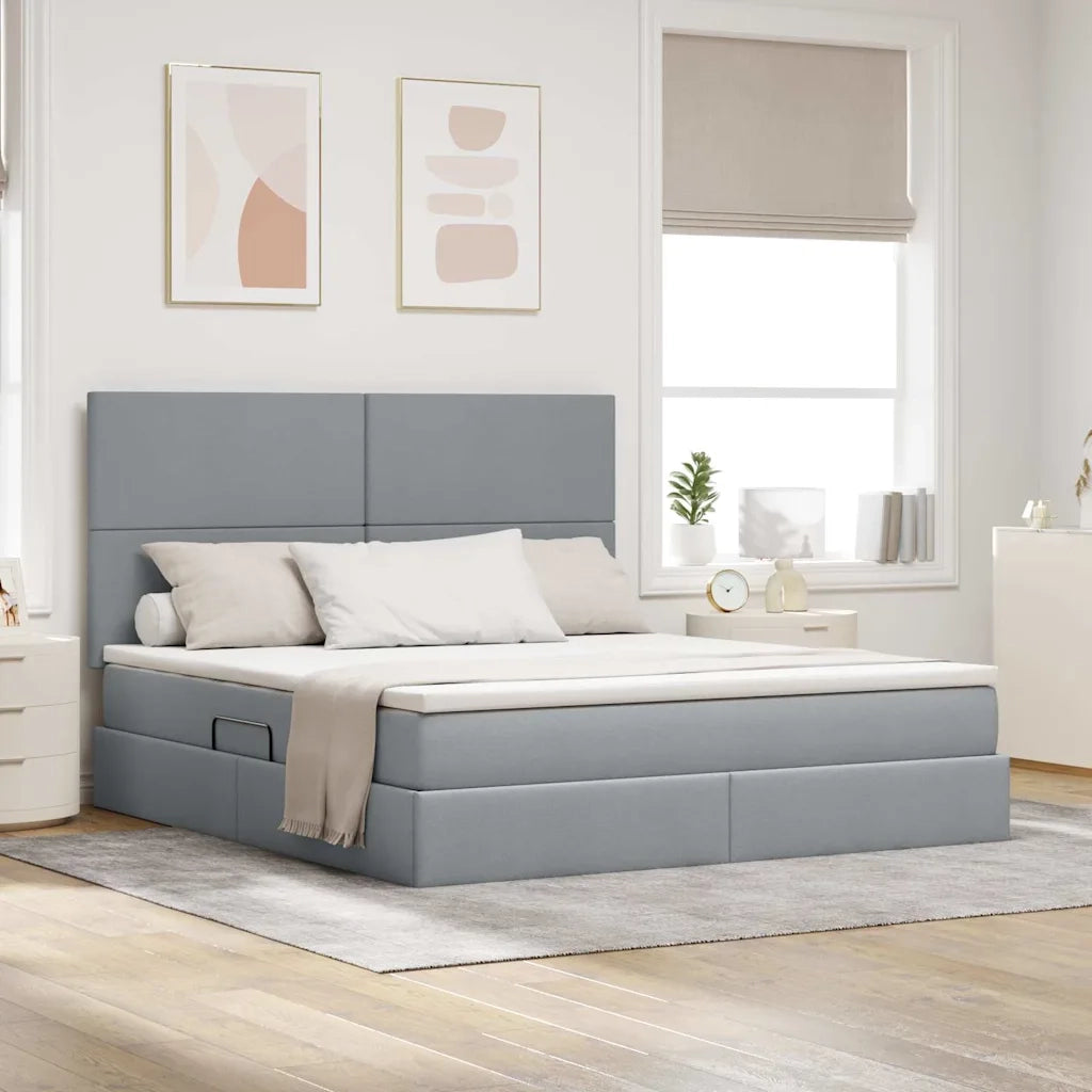 Letto con contenitore LED e materasso Grigio Chiaro 3372363