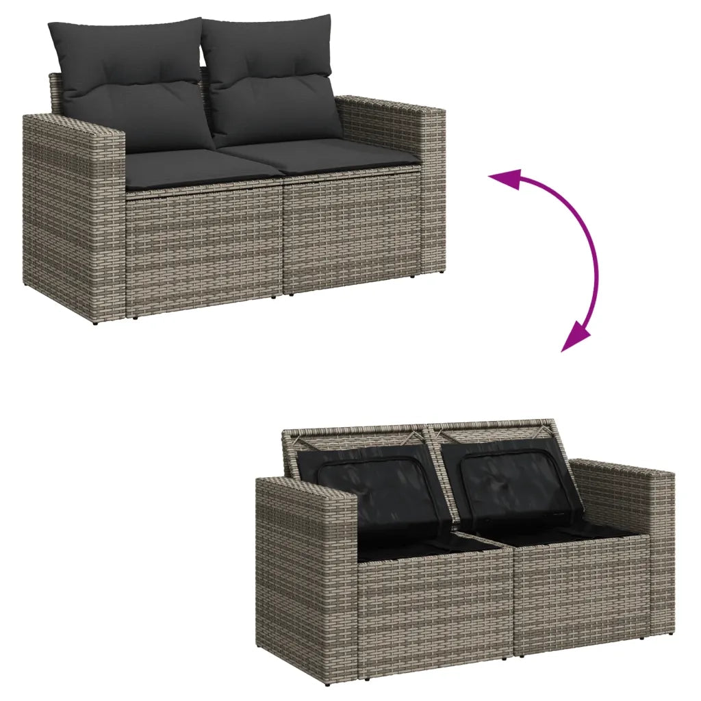 Set Divani da Giardino 12 pz con Cuscini Grigio in Polyrattan 3256718