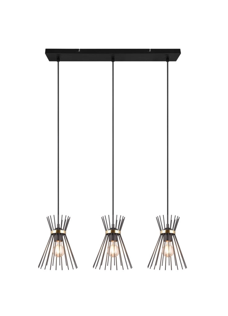 Lampada a sospensione tripla RL ROD nero/oro 3xE27 40W