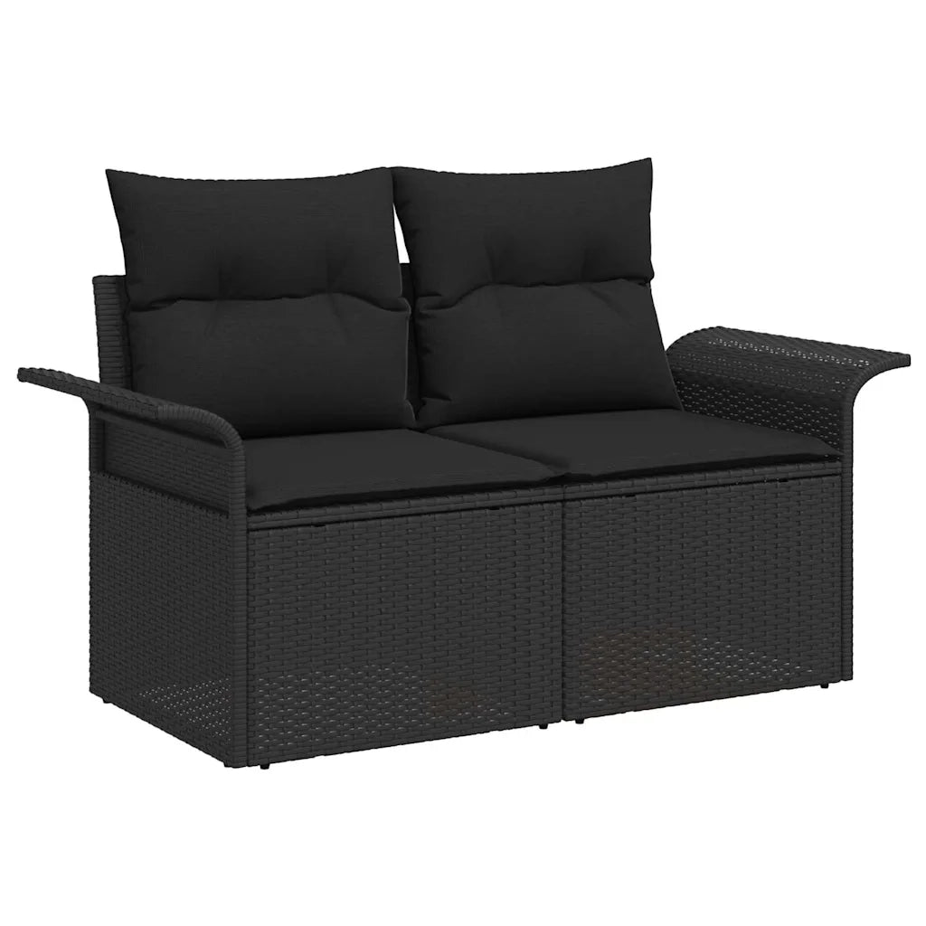 Set Divano da Giardino con cuscino 9 pcs Nero Poly Rattan 3359700