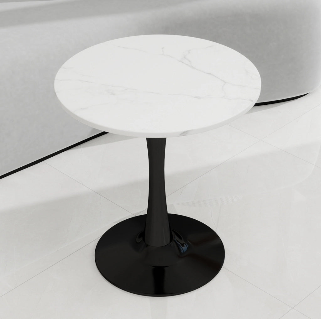 TAVOLO rotondo 70 cm in marmo artificiale nero e bianco