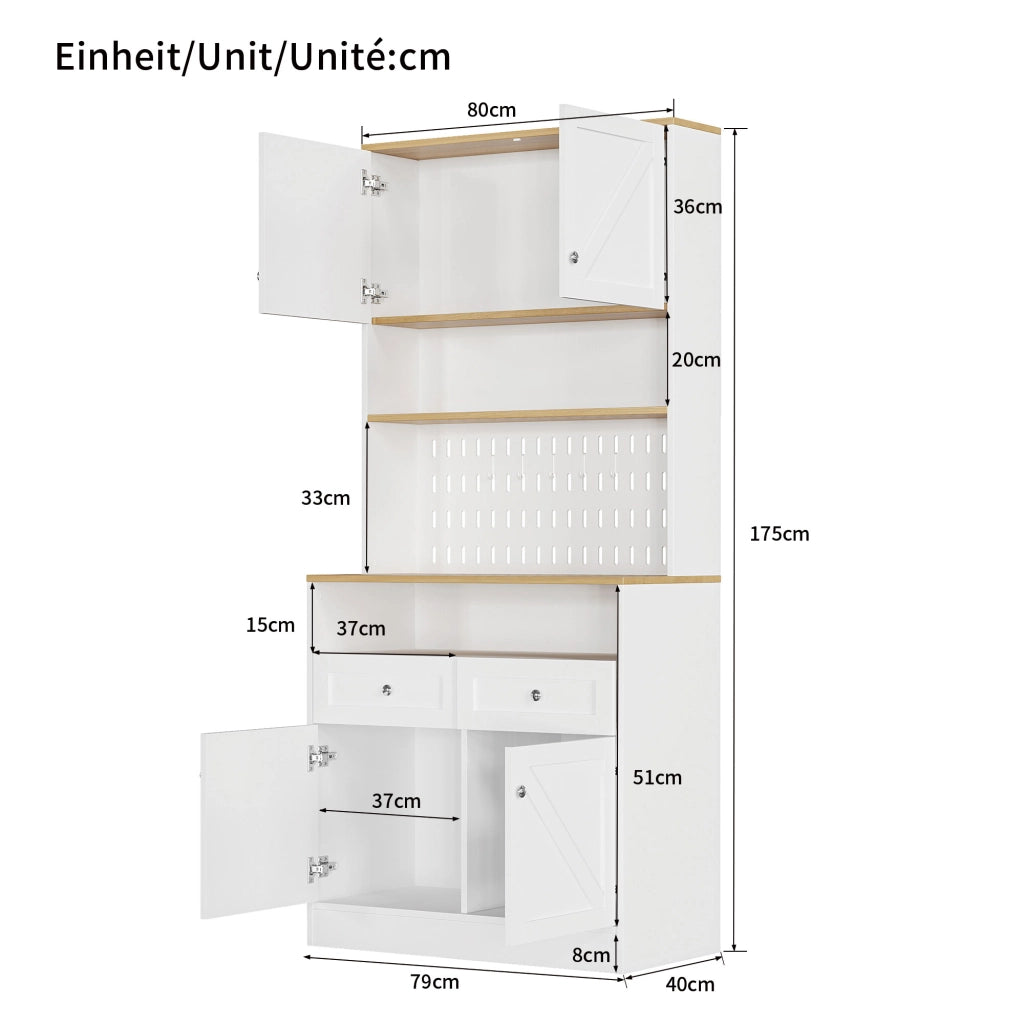 Credenza con 4 Ante e 2 Cassetti ¨C Xylo ¨C Bianco con Maniglie Argento