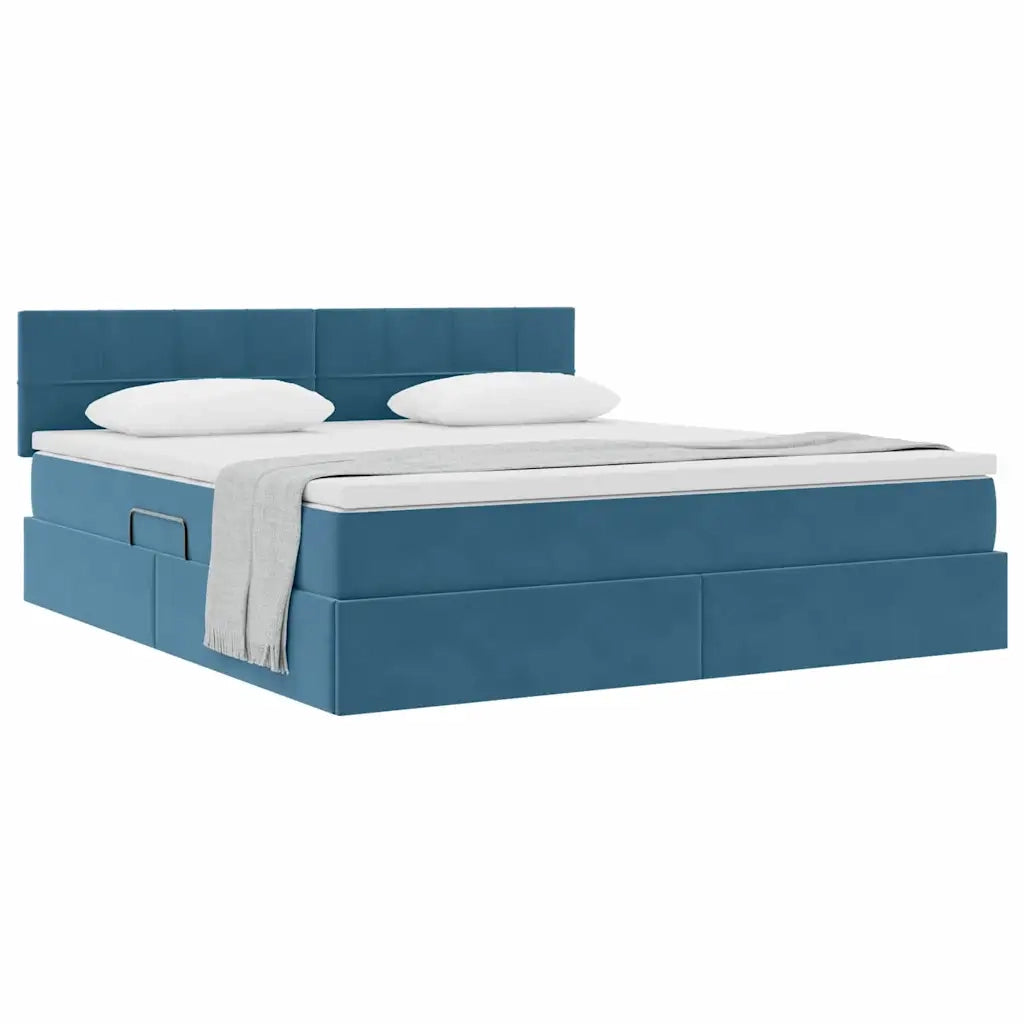 Letto con Contenitore Blu Scuro 160 x 200 cm Velluto