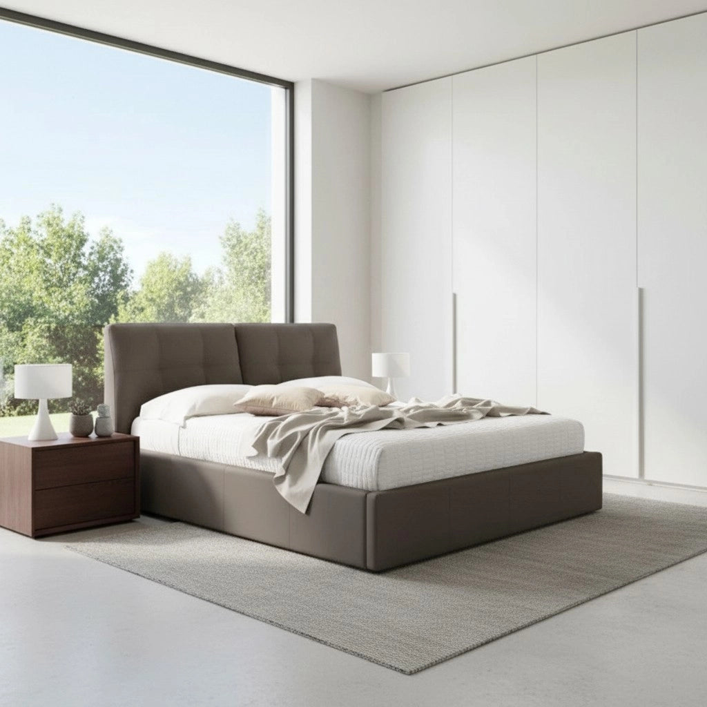 Letto matrimoniale con contenitore Melia tortora