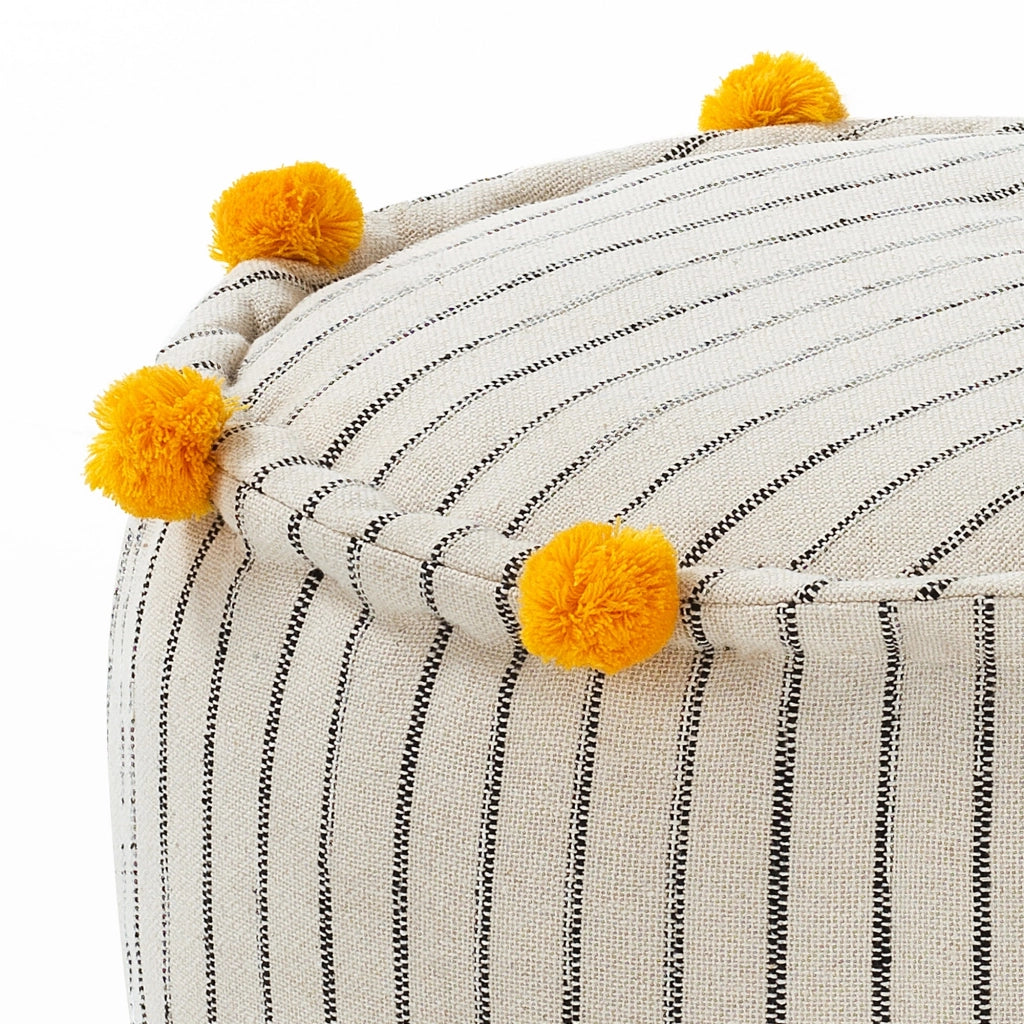 Pouf rotondo in cotone multicolore non sfoderabile