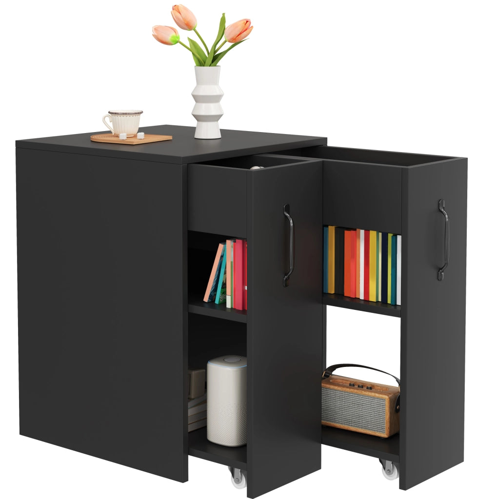 Libreria mobile con ruote; moduli reversibili; 52x50x75 cm; nero