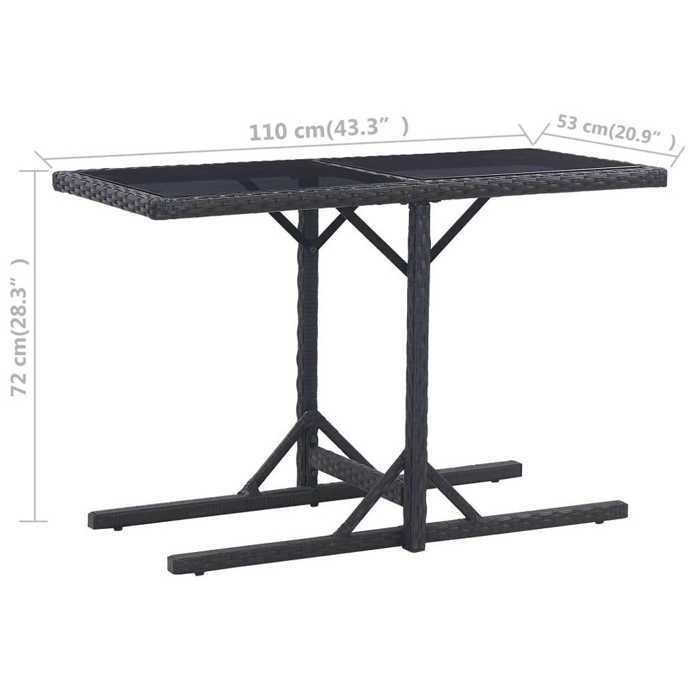 Garden Table Black 110x53x72 Cm Glass And Poly Rattan