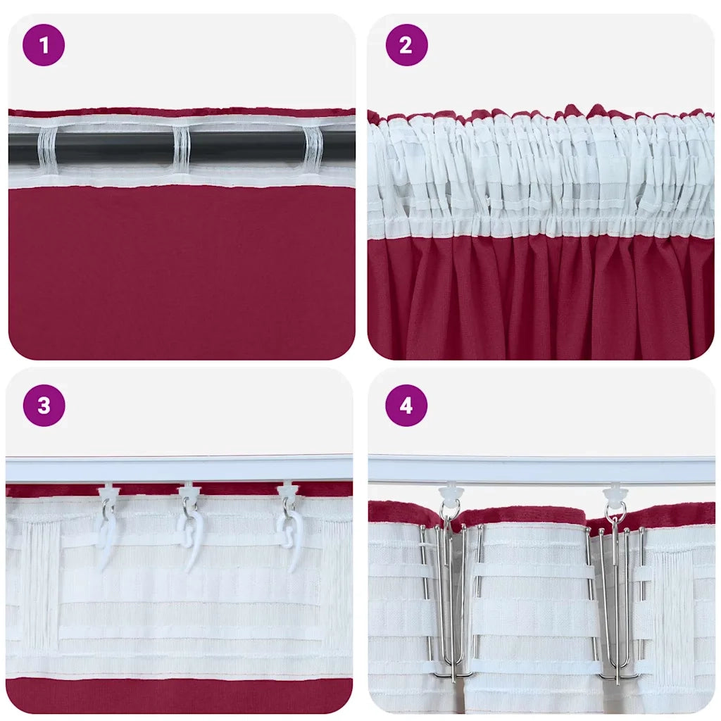 Tende in Velluto 2 pcs Rosso Vino 260 x 140 cm Velluto 4107682