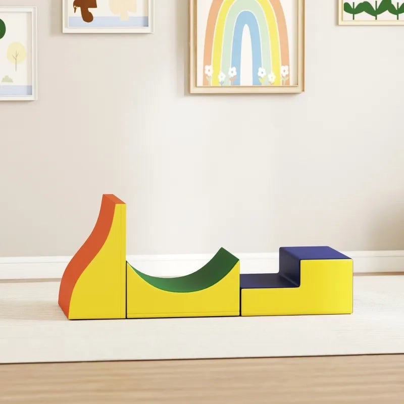 Set arrampicata e gattonamento 3 pezzi per bambini, pelle sintetica, schiuma, giallo