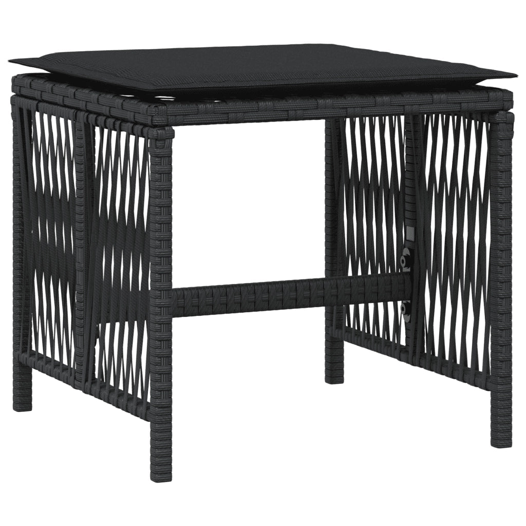 Set da Pranzo da Giardino 9 pz con Cuscini Nero in Polyrattan 3211495