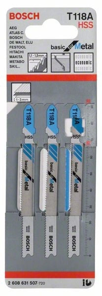 2608631507 - Set 3 lame per seghetto alternativo T 118 A Basic for Metal