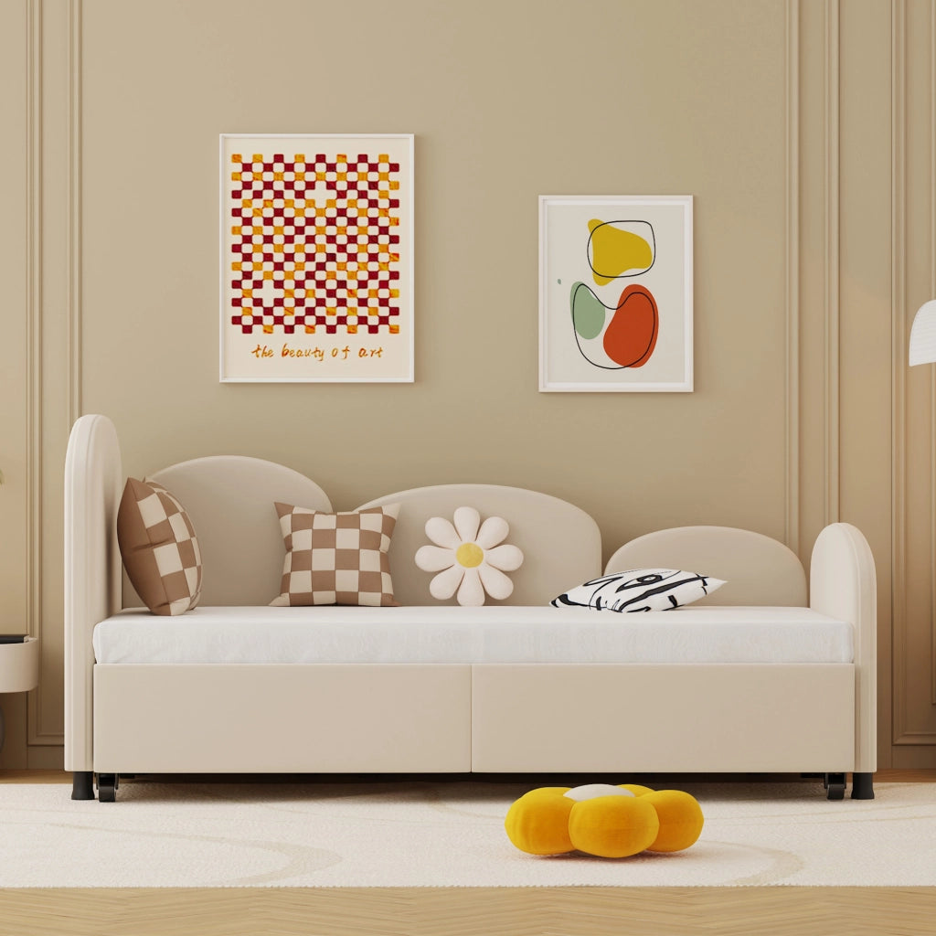 Daybed in velluto con cassetti, 90x200 cm