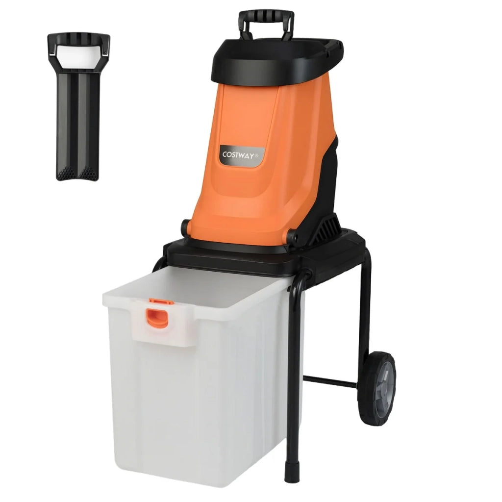 Biotrituratore elettrico per legno 56 x 44 x 94 cm 2800W con contenitore da 50L e lame a doppio taglio in PP arancione 20_0017493