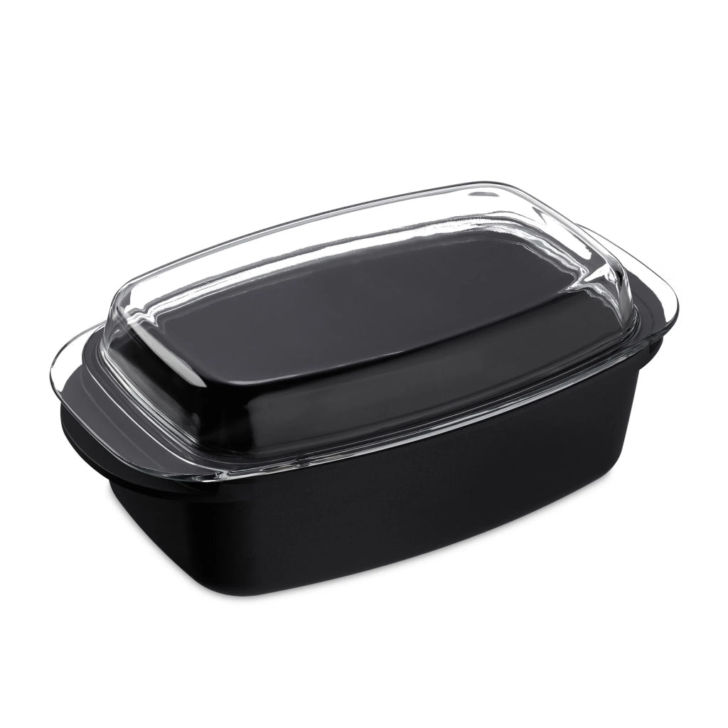 Teglia da arrosto in alluminio fuso per pollame e arrosti 40 x 30 x 15 cm rivestimento antiaderente in nero 13_0006388