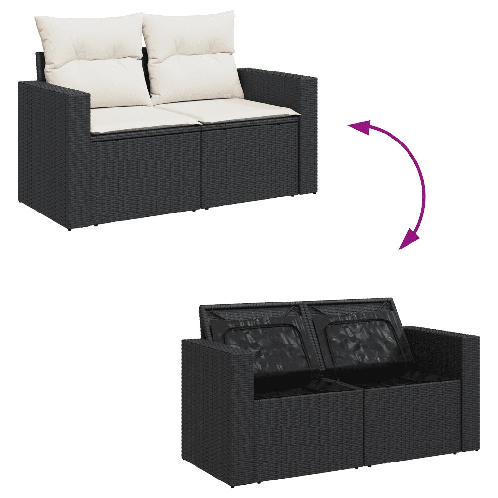 Set Divani da Giardino 11 pz con Cuscini in Polyrattan Nero 3251453