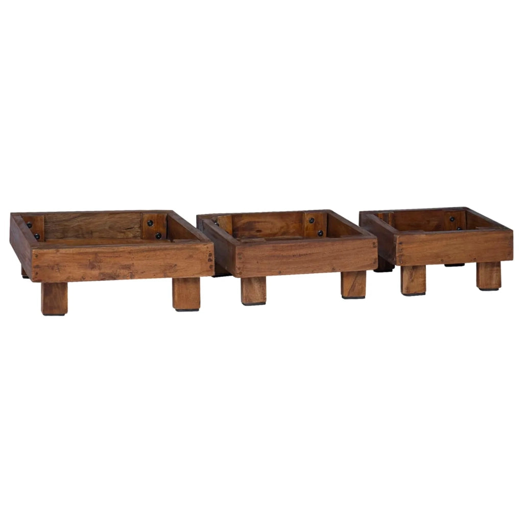 Supporto per piante 3 pcs Marrone Legno di Mogano 42012382