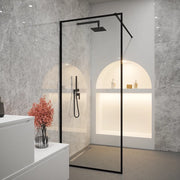 Doccia walk-in full frame 70 cm vetro trasparente profili neri | Rodi