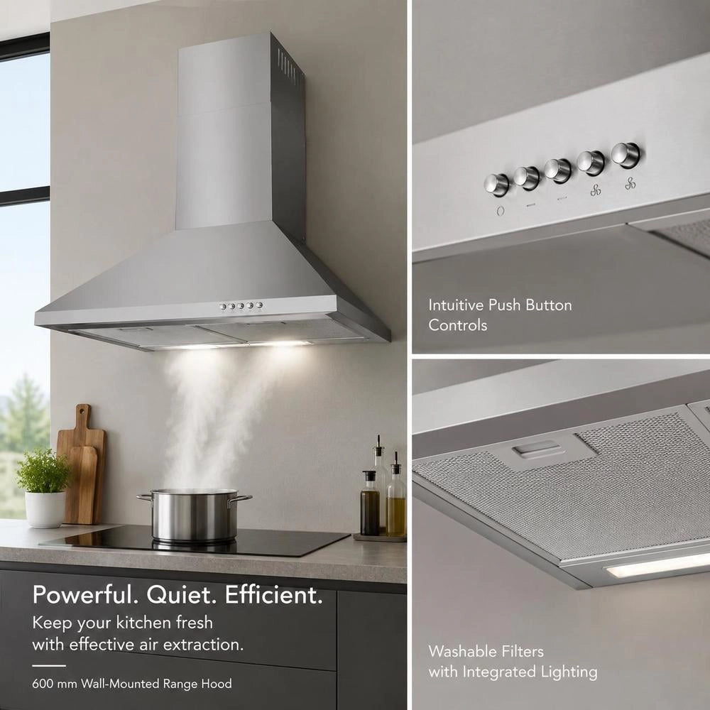 Extractor Hood, Cooker Hood, Stainless Steel, 600 Mm
