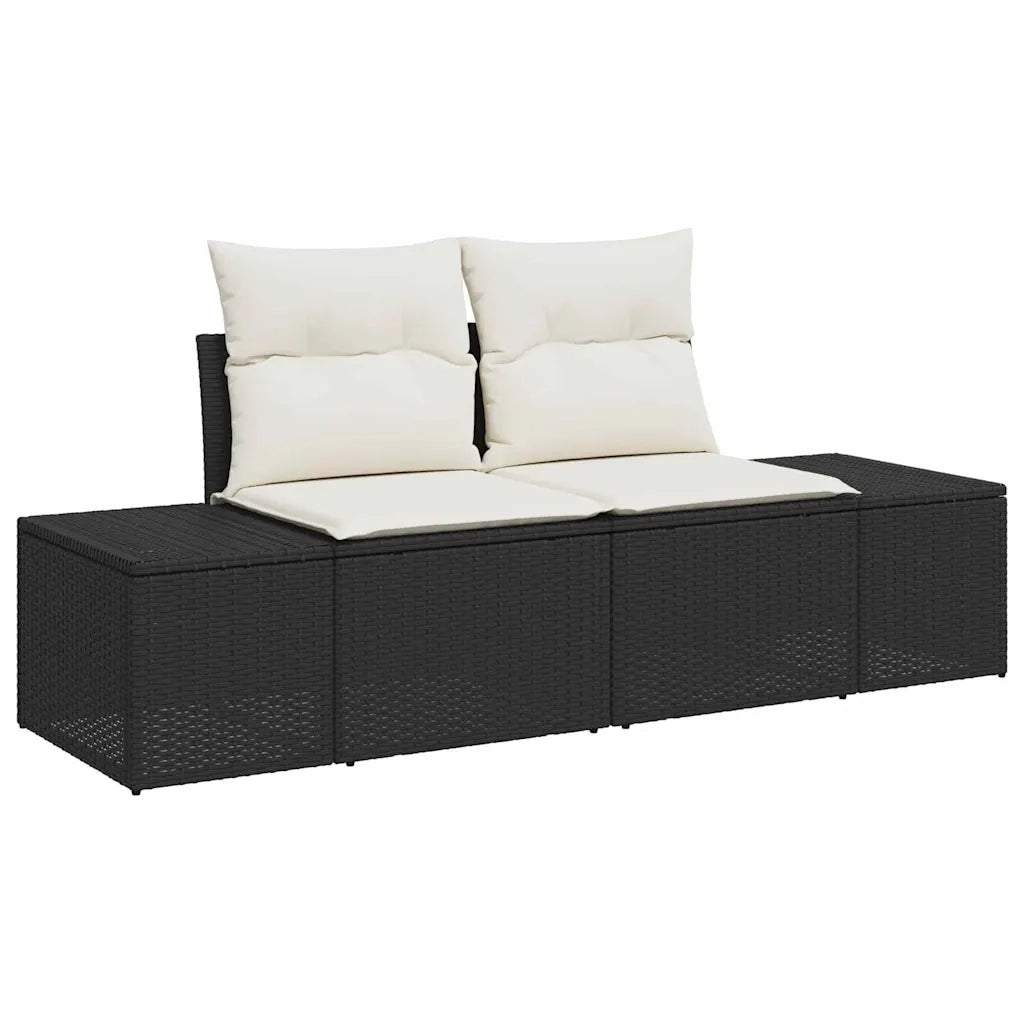 Set Divano da Giardino con cuscino 7 pcs Nero polyrattan 3346947