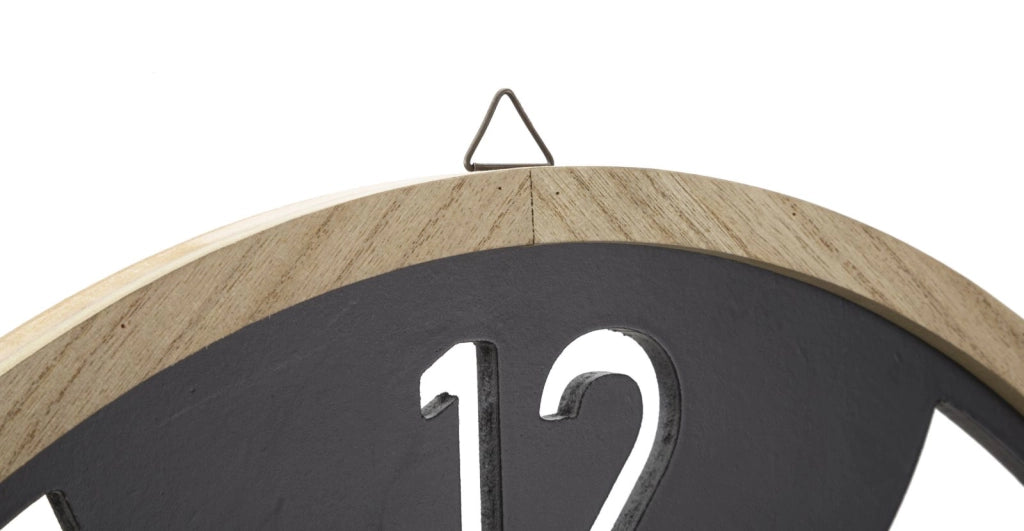Orologio da Muro Clips 60x2,5x60 cm in Ferro e MDF Nero e Marrone