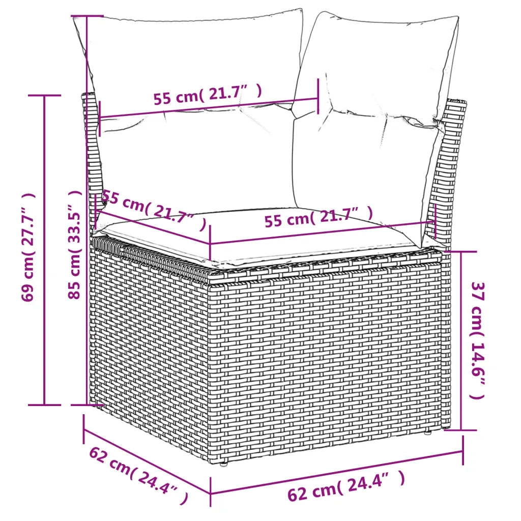Set Divano da Giardino 10 pz con Cuscini Beige in Polyrattan 3220608