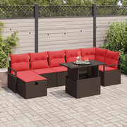 Set Divano da Giardino con cuscino 8 pcs Marrone Poly Rattan 3359811