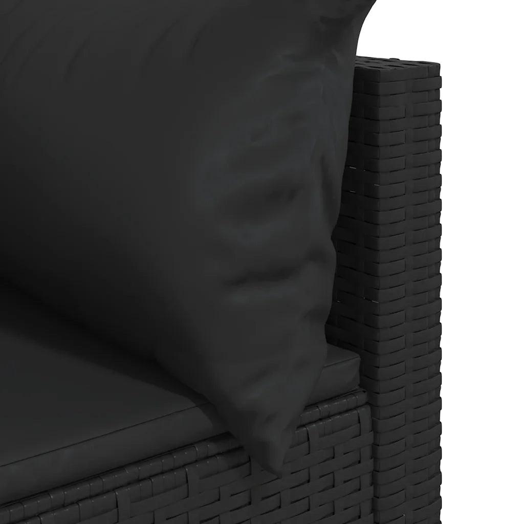 Set Divani da Giardino 3 pz con Cuscini Nero in Polyrattan 319779