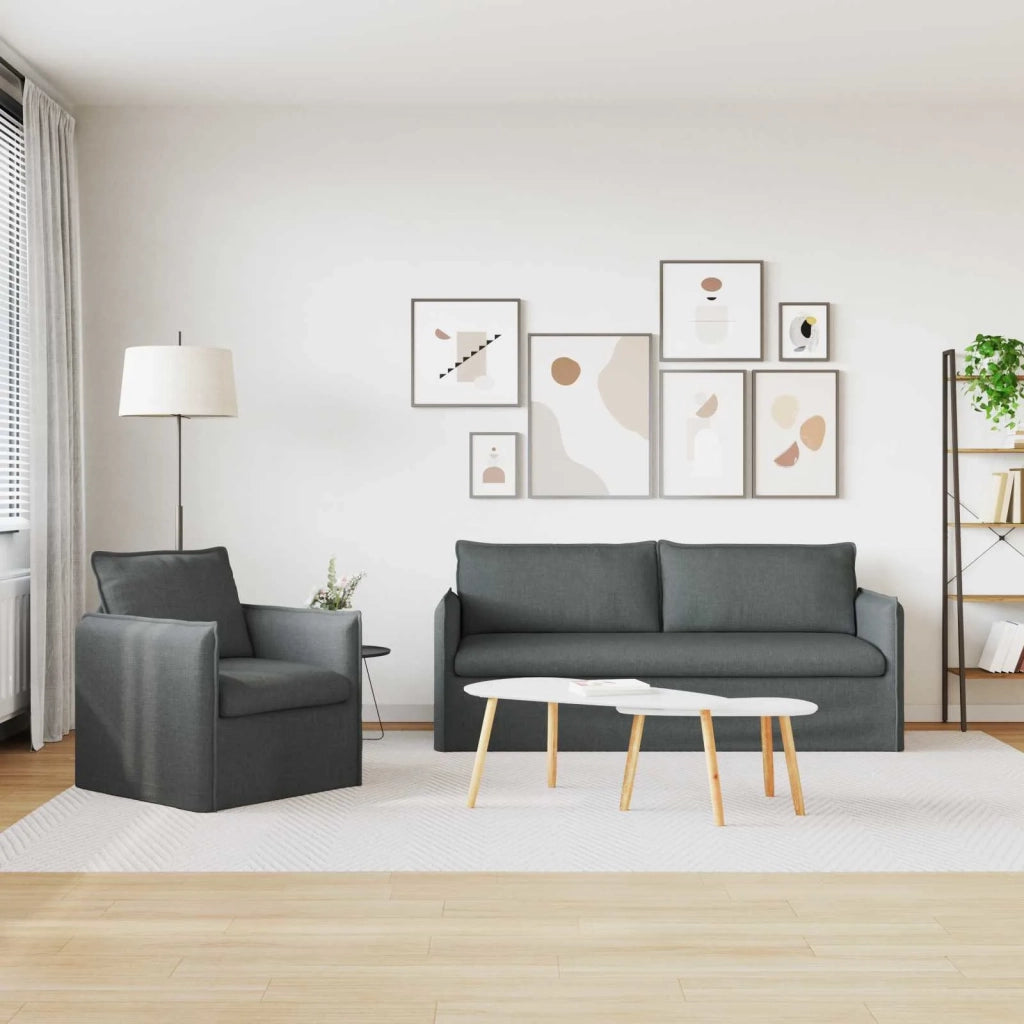 Set di divani 2 pcs Grigio Scuro 196 x 82 x 85 cm Tessuto 3407612