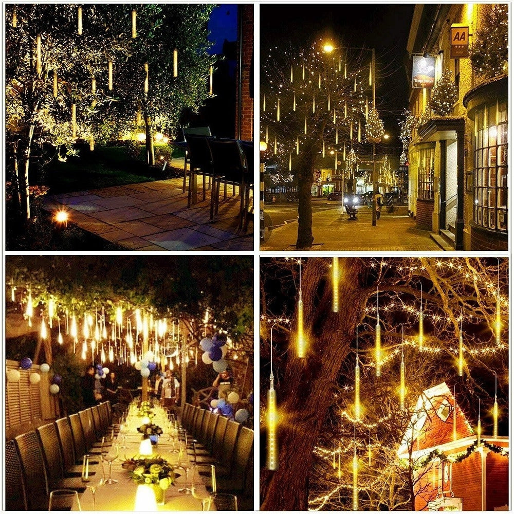 Trade Shop - Luci Di Natale Da Esterno Natalizie Led Effetto Pioggia Stella Cadente Meteoriti -
