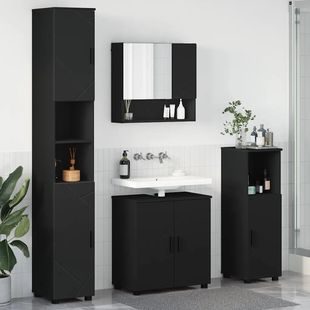 Set di mobili per il bagno Montaggio a parete 4 pcs Nero