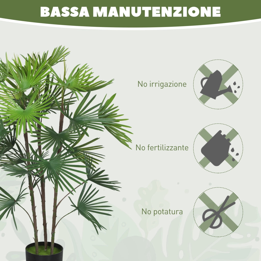 Palma Artificiale Verde con Vaso ¨C Minimal ¨C 90 cm ?16.5x13.5 cm