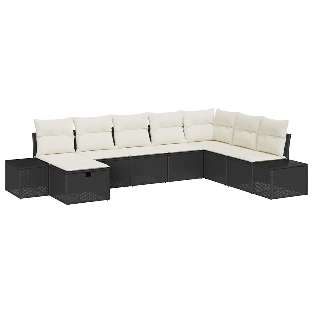 Set Divano da Giardino con cuscino 8 pcs Nero Poly Rattan 3360758