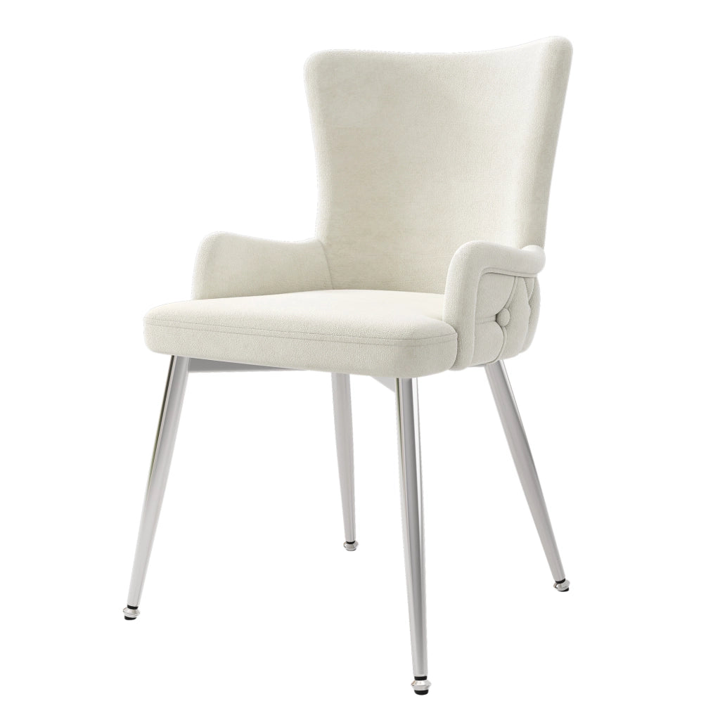Sedia da pranzo in velluto; set da 2; gambe in metallo; beige