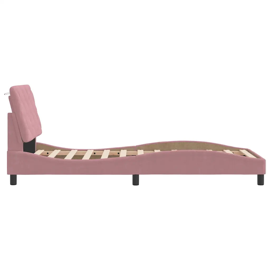 Giroletto senza Materasso Rosa 90x200 cm in Velluto