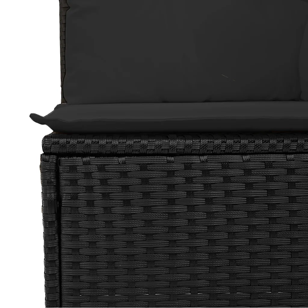 Divano da Giardino con Cuscini 2 Posti-Sofa da giardino nero in polyrattan 137294